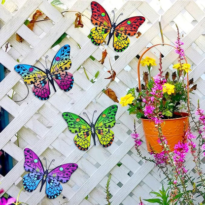 Metal Butterfly Wall Decor - 9.6" Outdoor Fence Wall Art Decor, Hanging Decoration for Garden Yard Living Room Bedroom Patio Balcony(4 Pack)