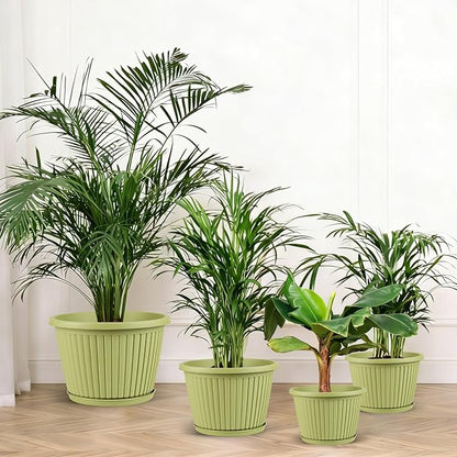 16-inch-Large-Planters-for-Outdoor-Plant，Plastic Indoor Flower Pots with Drainage Holes & Saucer，4 Packs Decorative Garden Pots for Plantfor Home Porch Decor