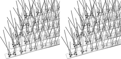 OFFO Bird Spikes with Stainless Steel Base, Durable Bird Spikes Arrow Pigeon Spikes Fence Kit for Keeping Small Bird, Crows and Woodpeckers Away, Covers 10.2 Feet(3.1m) (Pack of 2)