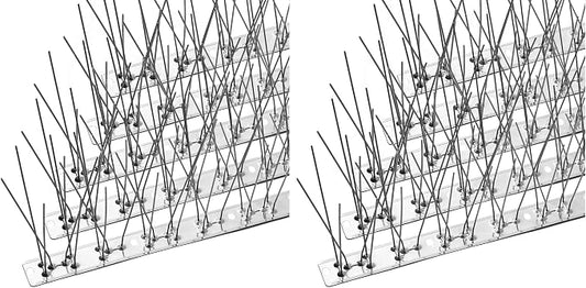 OFFO Bird Spikes with Stainless Steel Base, Durable Bird Spikes Arrow Pigeon Spikes Fence Kit for Keeping Small Bird, Crows and Woodpeckers Away, Covers 10.2 Feet(3.1m) (Pack of 2)