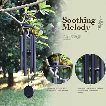 Vanquer Wind Chimes for Outside Deep Tone - 38'' Wind Chimes Outdoor Clearance, Deep Tone, Windchimes Outdoors, Memorial, Sympathy Gift, Garden Patio, Home Décor (Black)