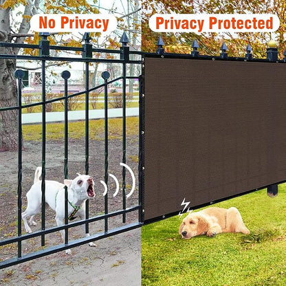 iCover 8x50ft Privacy Screen Fence, Outdoor Fencing Panels, Garden Windscreen Mesh Shade Sail Net Barrier, Include Reinforced Bindings and Brass Grommets Cable Zip Ties, Brown