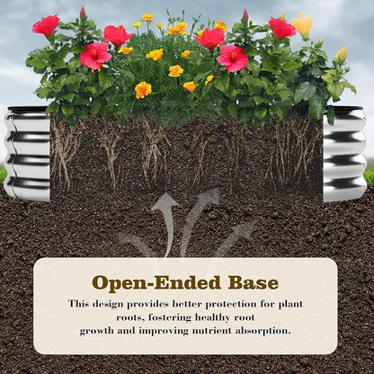 ZFHgarden Galvanized Metal Planter Raised Garden Bed Kit for Gardening Outdoor，8x2x1ft Planter Grow Garden Box Raised Flower Bed，Long Vegetable Clearance Herb Raised Garden Beds for Gardening