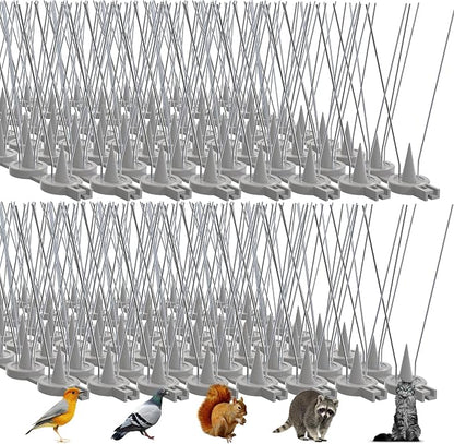 Bird Spikes, 16 Packs Pigeon Deterrent, Stainless Steel Bird Spikes Deterrent for Outside, Spikes Coverage 16 Feet, for Patio, Balcony and Garden Fence