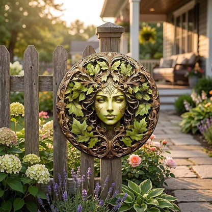 KVTTOZA 2D Tree Woman Flat Wall Art Decor, 11.8Inch Metal Outdoor Garden Wall Decors Gardens Guardian Decor Wall Art for Indoor Outdoor Room Garden Porch Fence Decor