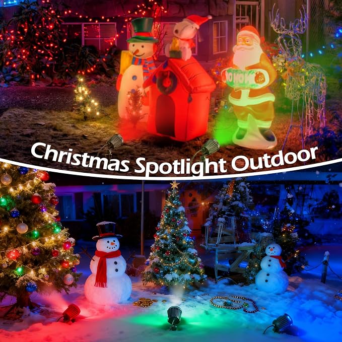 Outdoor Spot Lights,120V Timer Remote Control,Halloween Lights, | 6000K Landscape Lighting, 5 Color Lenses (RGB,Yellow,Purple) ,Christmas Lights for Flag Tree Garden