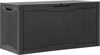 YITAHOME 100 Gallon Resin Deck Box | Weather Resistant Outdoor Storage Box, Lockable Indoor Outdoor Storage for Supplies and Essentials, Black