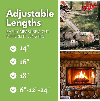 THE MINGO Ultimate Firewood Measuring Tool - Chainsaw Fire wood Marking Tool With Marking 14" Wheel - Log Paint Marker -Measuring Accessory For Chainsaw - Logging Accessory