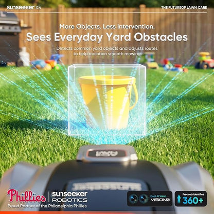 Sunseeker X5 AWD Robot Lawn Mower, 0.5 Acre / 21,780 Sq. Ft., Wireless No Boundary Wire Mower with RTK Vision Navigation, AI Obstacle Avoidance, App Control