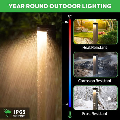 Landscape Path Lights, 12V Low Voltage Pathway Lights Wired, LED Outdoor Waterproof, 5W 200LM Black Aluminum for Yard Walkway Driveway Garden