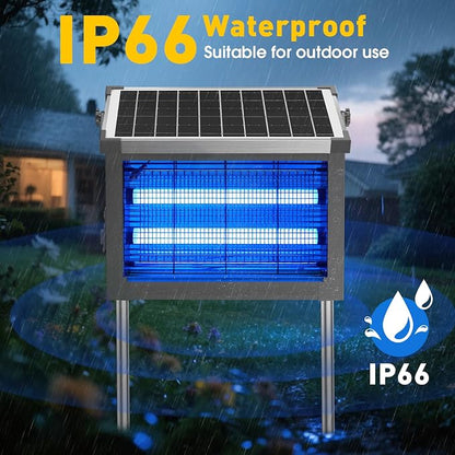 Solar Bug Zapper Outdoor, 4500V Solar Mosquito Zapper Outdoor Waterproof, 1/2 Acre Coverage Rechargeable Electric Fly Zapper, Cordless Portable Mosquito Traps for Backyard, Patio, Camping, Indoor