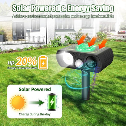 Solar Ultrasonic Animal Repellent, Deer Repellent Devices Waterproof, Cat Repellent Outdoor with Motion Detection Squirrel Skunk Rabbit Dog Raccoon Deterrents Animal Repeller for Yard, 1 Pack, Black