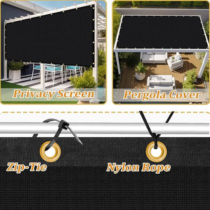 Shade&Beyond Customized Size 20' X 24' Shade Cloth with Grommets, 90% UV Protection UV Protection Mesh Tarp Sun Screens for Patio GN01, Black