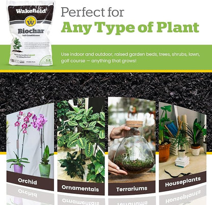 Wakefield BioChar – Premium Garden Soil Conditioner – OMRI Listed, Bio Char for Raised Gardens, Potting Mix, Lawns – 1 cu/ft (25 pounds)
