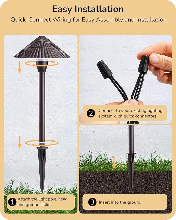 EDISHINE 5CCT Low Voltage Pathway Lights Wired, 2700K/3000K/3500K/4000K/5000K LED Landscape Path Lights, 12V 3W 160LM Waterproof Outdoor Landscape Lighting for Yard Garden Walkway, Aluminum, 4 Pack