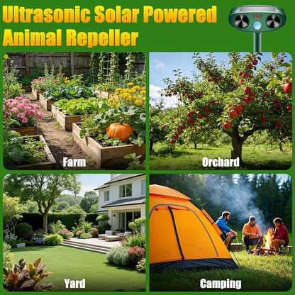 2026 Solar Ultrasonic Animal Repellent Outdoor Motion Activated Cat Deer RepellenSquirrel Raccoon Skunk Rabbit Dog Bird Deterrents Animal Repeller for Garden Yard (2 Pack)