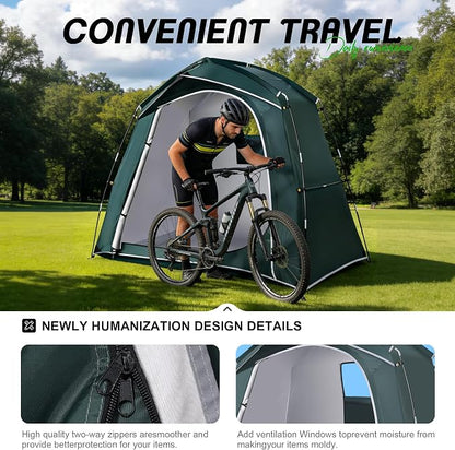 Bike Storage Tent Outdoor, Waterproof Bicycle Shed for 4-5 Bikes, PU4000 210D Oxford, Fiberglass Frame, Rain-Blocking Awning Design, Outdoor Storage for Bikes, Lawn Mower, Garden Tools Green