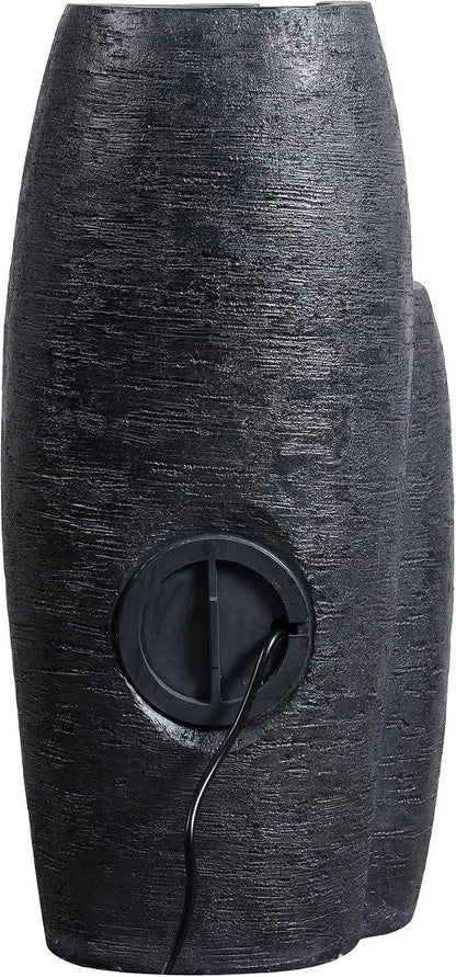 Teamson Home 3-Tier Cascading Urn Outdoor Water Fountain, Black | Cool Glow Lighting, Adjustable Flow, Electric Pump