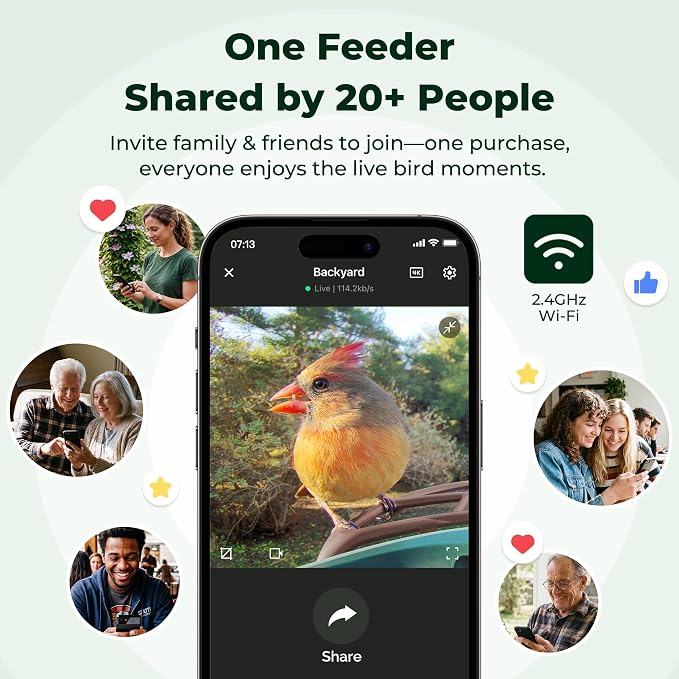 Kiwibit Smart Bird Feeder with 4K AI Camera Solar Powered, No Subscription | Lifetime AI Identification Bird Species, 4K Live Stream, 8MP Photos, Real-Time Bird Visit Alert, Backyard Birdwatching Gift