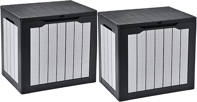 YITAHOME 30 Gallon Deck Box | 2-Pack Waterproof Resin Outdoor Storage Box with Lock, Doubles as Bench Seating for Patio Furniture Cushions,Garden Tools &