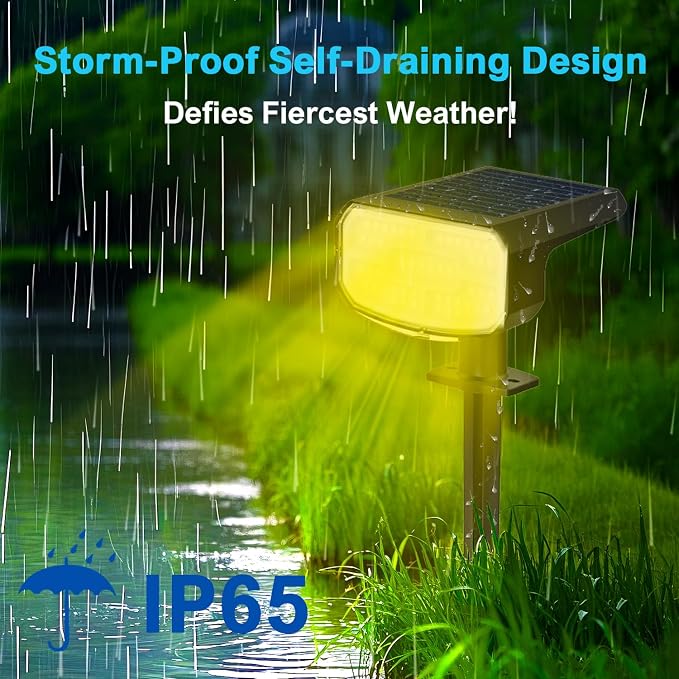 JEJOT Solar Lights Outdoor Waterproof IP65,Auto On/Off, 2700K 2 Lighting Modes, Super Bright LED, Solar Powered Yard Garden Solar Spot Lights for Outside Landscape -8 Pack
