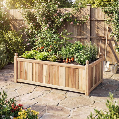Giantex Acacia Wood Raised Garden Beds Set of 2, 44"x23"x16" Rectangular Planter Box w/Black Liner for Vegetable Flower Herb Fruit, Easy Assembly, Outdoor Planting Bed for Backyard, Garden, Lawn