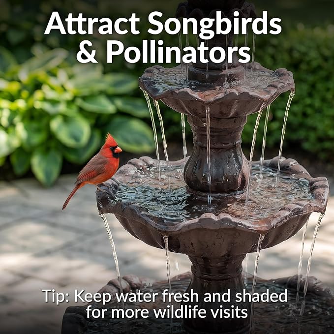 Sunnydaze Grand Courtyard 4-Tier Large Outdoor Water Fountain - 80" Tall Outdoor Fountain - Tiered Electric Garden Water Feature for Patio, Backyard, or Yard - Faux Stone Resin - Dark Chestnut