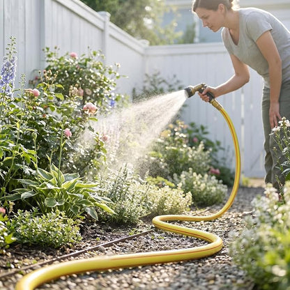 Lead-in Yellow Short Garden Hose 3/4 in. x 5 ft. -No Kink, Leak Free, Flexible, Male to Female Fittings -Heavy Duty Lightweight PVC Water Hose -150PSI Work & 500PSI Burst, for Reel Cart & Outdoor Use