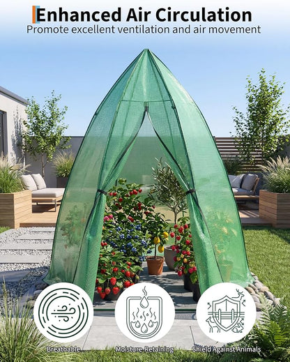Greenhouse for Outsides, 54”x 54”x 71” Heavy Duty Green House Tent with Durable PE Cover, Garden Plant Protector with Zippered Door Mesh Window for Vegetables Flowers Fruits Herbs,Green