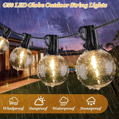 Bosceos 100ft Outdoor G50 LED Globe String Lights Dimmable Waterproof Shatterproof Light Strings with 52 Bulbs Connectable Commercial Hanging Lights for Christmas Patio House Backyard Balcony Party