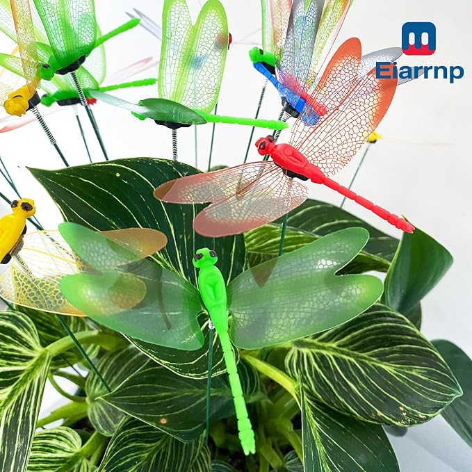 3D Decorative Dragonfly Garden Stakes Dragonflies Garden Decorations for Yard Patio Lawn Plant Flower Pot Decor, 25 Pcs