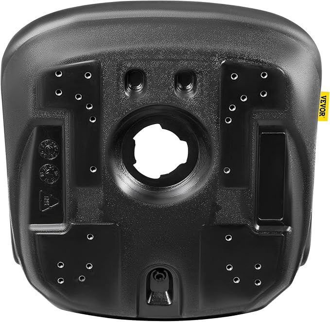 VEVOR Universal Lawn Tractor Seat Replacement, Compact High Back Mower Seat, Black Vinyl Forklift Seat, Central Drain Hole Skid Steer Seat with Mounting Bolt Patterns of 8" x 11.5" & 11.25" x 11.5"