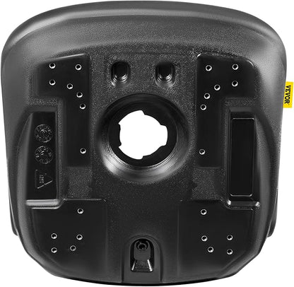 VEVOR Universal Lawn Tractor Seat Replacement, Compact High Back Mower Seat, Black Vinyl Forklift Seat, Central Drain Hole Skid Steer Seat with Mounting Bolt Patterns of 8" x 11.5" & 11.25" x 11.5"