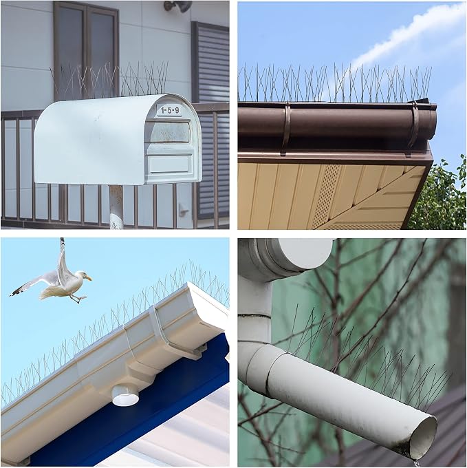 Hausse Stainless Steel Bird Spikes 10 Pack, Squirrel Small Birds Pigeons Crows and Woodpeckers Deterrent Devices Bird Repellent Spikes, Assemble Easily Covers 10 Feet for Outdoor Wall Fence