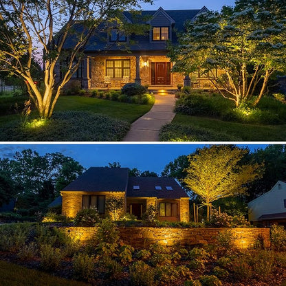 ZUCKEO 10W Landscape Lighting Low Voltage LED Landscape Lights, IP66 Waterproof Landscape Spotlights Yard Lawn Garden Outdoor Lights 12V 24V 1000LM Warm White (12Pack with Connectors)