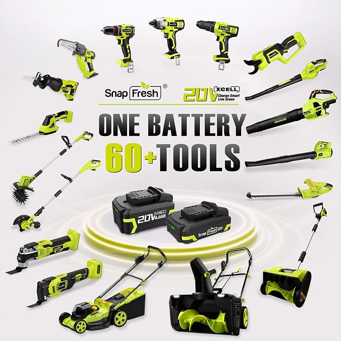SnapFresh 40V 17” Brushless Lawn Mower – 2 x 5.0Ah Batteries Electric Cordless Push Mower with Fast Charger, 6-Level Height Adjustment, 45L Grass Bag, Lightweight Battery Powered Mower
