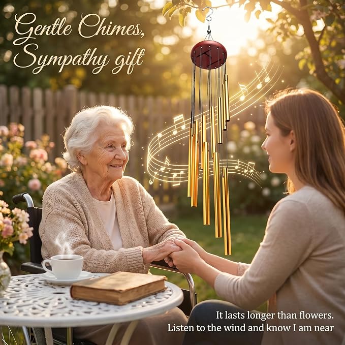 Outdoor Wind Chimes for Outside with 12 Aluminum Tubes for Garden Patio Balcony and Home Decor (Golden)