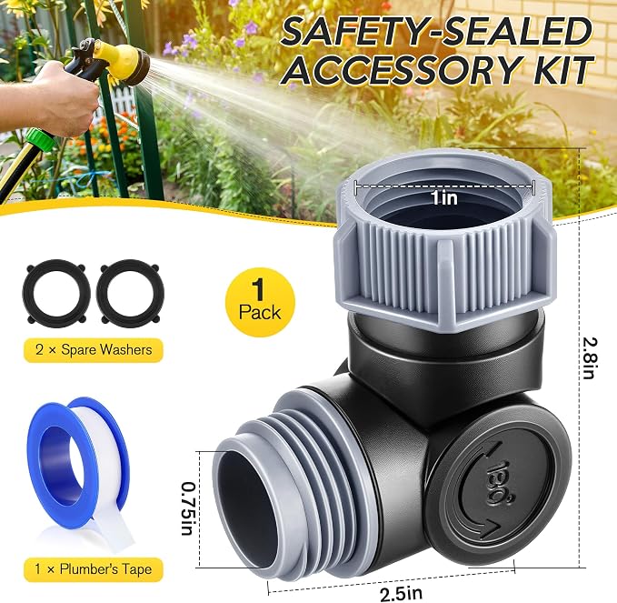 Outdoor Faucet Extender, 3/4" Garden Hose Swivel Connector with 180° & 360° Rotation, Water Spigot Extender Hose Adapter for Outdoor Faucet,Garden Hoses,Sprinkler,RV & Irrigation(Black & Gray,1 Pack)