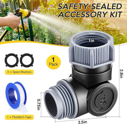 Outdoor Faucet Extender, 3/4" Garden Hose Swivel Connector with 180° & 360° Rotation, Water Spigot Extender Hose Adapter for Outdoor Faucet,Garden Hoses,Sprinkler,RV & Irrigation(Black & Gray,1 Pack)