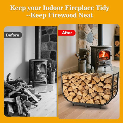 facka 40 Inch Firewood Rack Outdoor, Metal Wood Rack | Iron Fire Log Stacker Holder for Fireplace, Patio, Porch, Yard, Garden, Indoor Outdoor Wood Storage