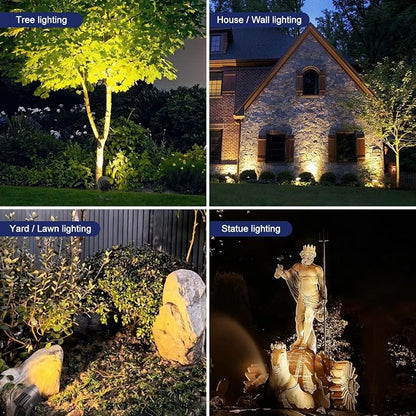 Led Landscape Outdoor Spot Light with Anti-glare Cap - Heavy Duty Waterproof IP67 120V Accent Light 270⁰ Adjustable Mount, 3000K Thickened Aluminum Spotlight for Bldg Yard Garden Tree (48 Watts)