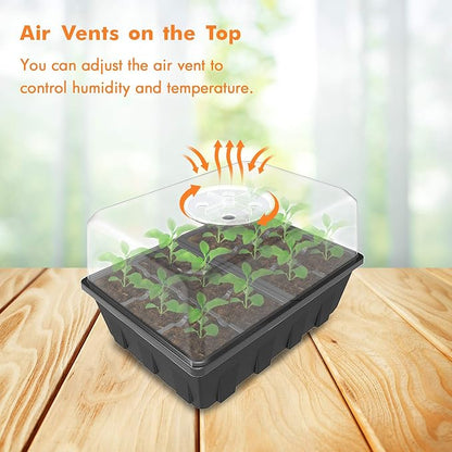 Gardzen 3 Pack Seed Starter Tray Germination Kit, Seed Starter Kit with Adjustable Humidity Dome, Plant Growing Kit 6.6" x 4.5" (12-Cell per Tray), Clear
