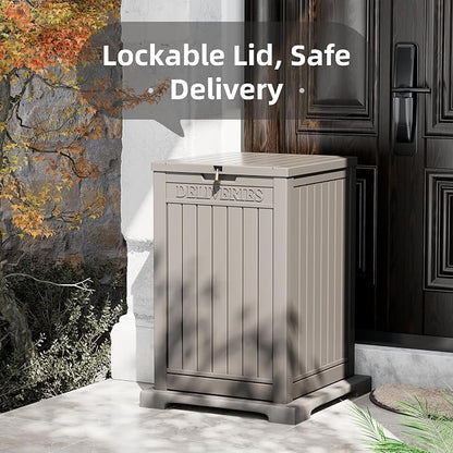 LHBGO Package Delivery Box for Outside, 48 Gallon Storage with Lockable Secure, Large Resin Outdoor Package Drop Container
