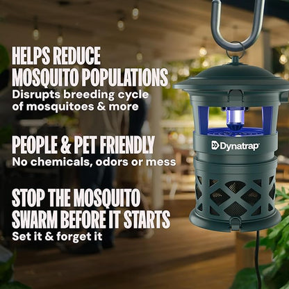 DynaTrap DT1130-GRSR 1/2 Acre Mosquito & Flying Insect Outdoor Trap and Killer – Kills Mosquitoes, Flies, Wasps, Gnats, & Other Flying Insects - Bug Zapper Alternative – Green