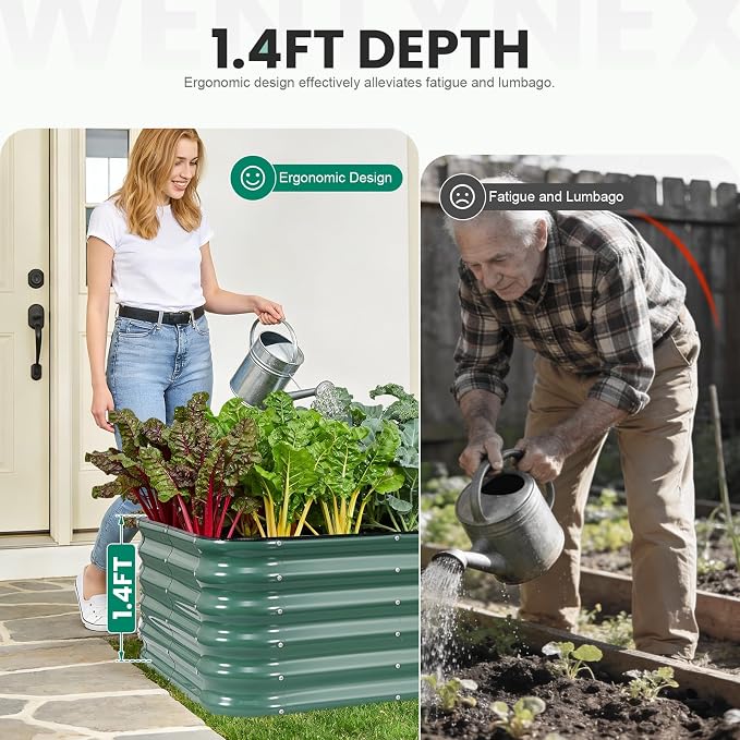 5×3×1.4FT Modular Raised Garden Bed Outdoor, Galvanized Raised Garden Bed Kit, Large Metal Planter Raised Beds, 4 In1 Raised Planter Box Outdoor,Raised Beds for Gardening for Vegetables Flowers Herbs
