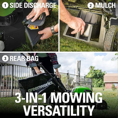 Greenworks 40V 21" Brushless Cordless Self-Propelled Electric Lawn Mower, String Trimmer, 5.0Ah Battery and Charger