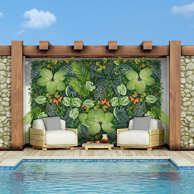 Grooy 40"x120"(33.33 SQFT) Artificial Grass Wall, Greenery Backdrop Wall with UV-Anti, Fake Grass Panels for Indoor Party Wedding and Outdoor Garden Decor