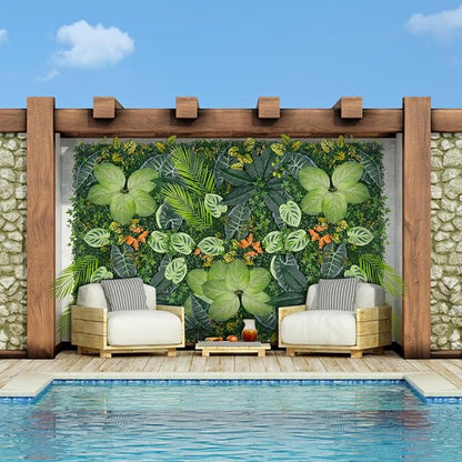 Grooy 40"x120"(33.33 SQFT) Artificial Grass Wall, Greenery Backdrop Wall with UV-Anti, Fake Grass Panels for Indoor Party Wedding and Outdoor Garden Decor