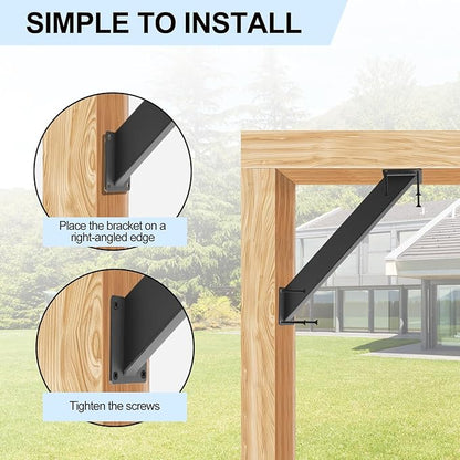 4 Pcs 45 Degree Angle Support Brackets for Pergola | Heavy Duty Connector For Wooden Structures Support For Gazebos|Tree Houses|Cabins And Patios