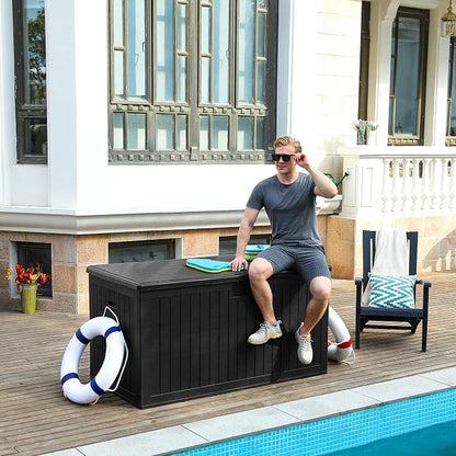 YITAHOME 180 Gallon Large Deck Box with Side Handles | Double-Wall, Black